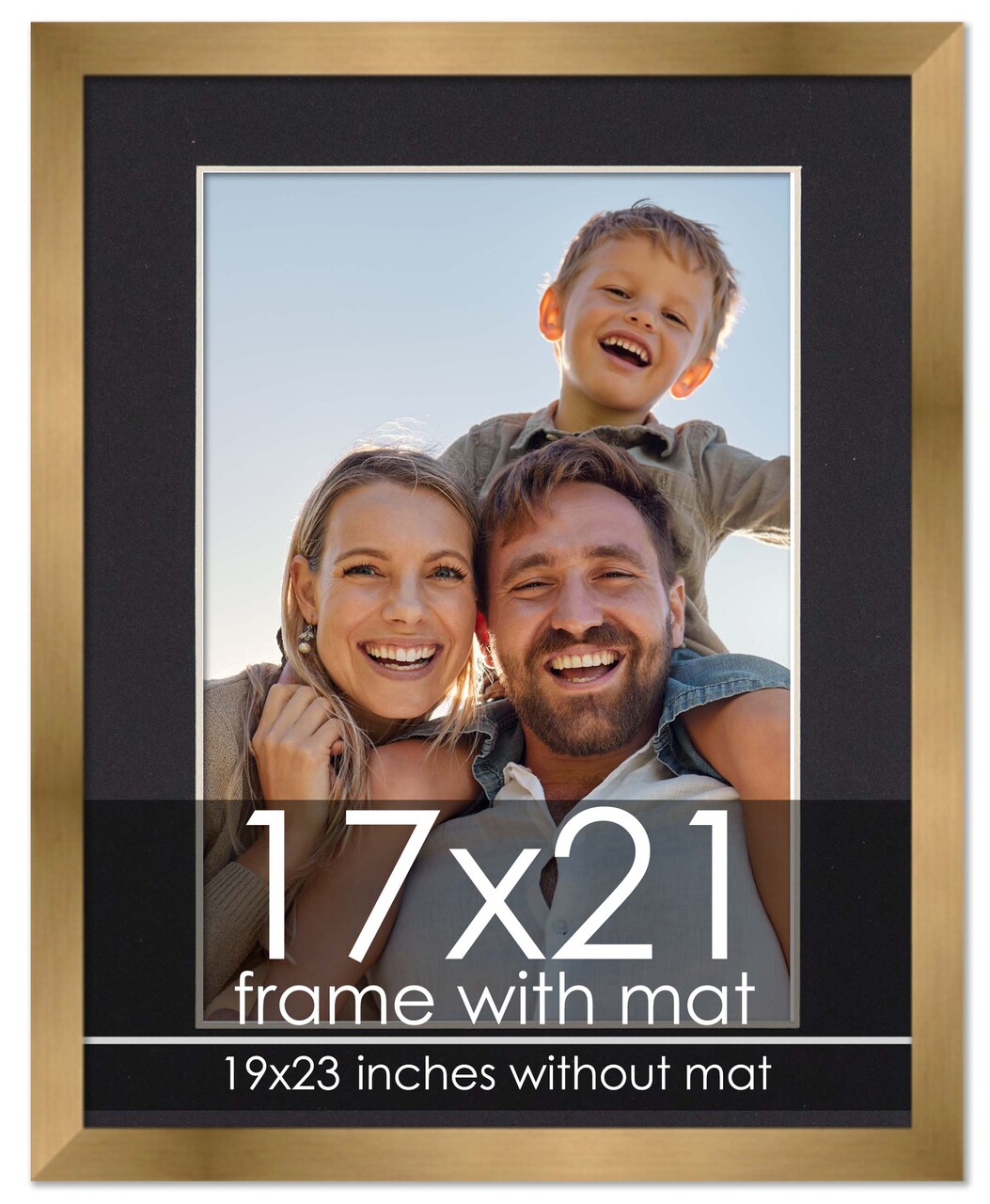 17x21 Frame with Mat - Bronze 19x23 Frame Wood Made to Display Print or Poster Measuring 17 x 21 Inches with Black Photo Mat